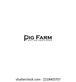 Minimalist pig farm logo vector graphic illustration for agricultural branding