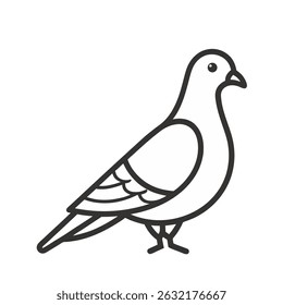 Ícone de arte minimalista da linha do pombo - Ilustração de vetor elegante