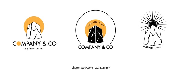 Minimalist Pile Marble Stone Logo Vector Illustration Design