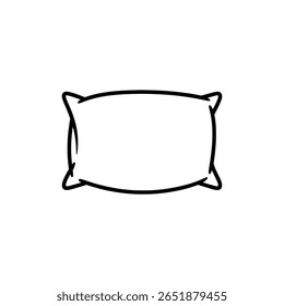 A minimalist pillow in a simple, clean outline drawing. A rectangular cushion icon for home decor, comfort, sleep, or bedding concepts.
