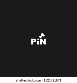 Minimalist pin logo in black and white