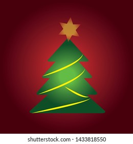 Minimalist pine or christmas tree on a white background