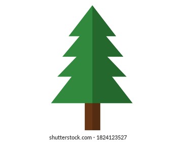 Minimalist pine or christmas tree on a white background