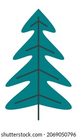 Decoración minimalista de pinos, celebración y preparación para navidad y año nuevo. Plantar con agujas y follaje siempre verdes. Vacaciones de invierno, navidad y noel. Vector en ilustración de estilo plano