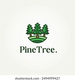 minimalist pine tree flat icon logo vector illustration design