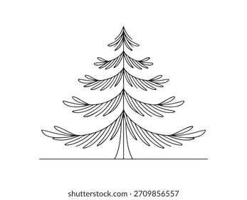 Minimalist Pine Tree Line Art – Simple Black and White Winter Illustration