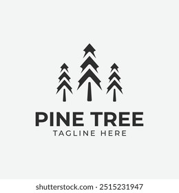 Diseño minimalista de la ilustración del logotipo del árbol de pino