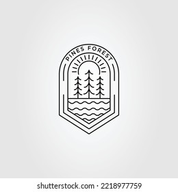 minimalist pine tree on riverside logo vector illustration design