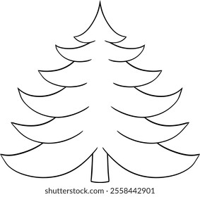 Minimalist pine tree silhouette. Graphic line vector illustration International Day of Forests.
