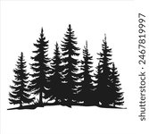 Minimalist pine trees silhouette vector