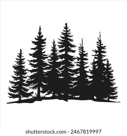 Minimalist pine trees silhouette vector