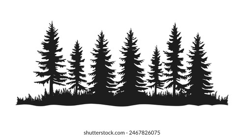 Minimalist pine trees silhouette vector