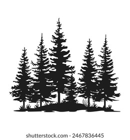 Minimalist pine trees silhouette vector