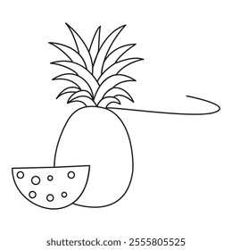 Minimalist Pineapple and Watermelon Slice Line Art Design