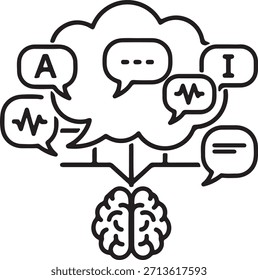 Ícone de Ping Minimalista para AI, Comunicação e Conceitos de Rede Neural - Vetor de Alto Contraste para Design de Tecnologia e Interface do Usuário