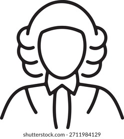 Icono de ping minimalista: avatar de Profesional facial en blanco con corbata y cuello para temas de negocios, historia o Educación