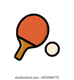Ícone minimalista de ping pong bat e ball em estilo cartoon para conteúdo esportivo, blogs ou aplicativos móveis