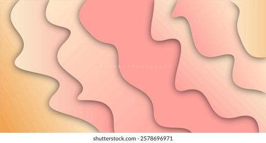 Minimalist pink background with seamless cute wavy lines pattern