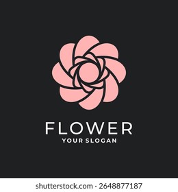 Design minimalista do logotipo da flor rosa para a identidade da marca e do negócio