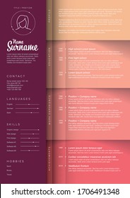 Minimalist pink girlish resume cv template