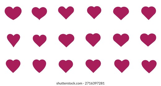 Patrón de rejilla de corazón rosa minimalista sobre fondo blanco, composición geométrica con Formas repetitivas simples, elemento de alineación romántica básica, simetría paralela para el diseño de San Valentín, forro limpio.