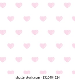 Minimalist pink hearts seamless pattern, watercolor effect. Valentines Day love concept seamless background. Romantic wallpaper pattern design with symbol of love shapes of hearts. Vector illustration