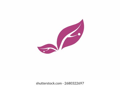 Logotipo minimalista do ícone da folha rosa
