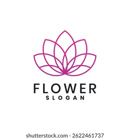 Minimalist pink lotus flower logo design