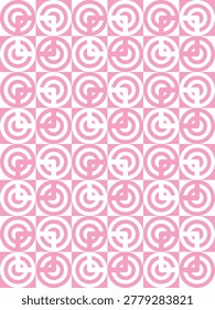 Minimalist Pink and White Geometric Concentric Circle Pattern