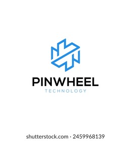 Minimalist pinwheel monogram line logo design template