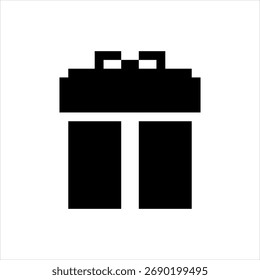 Minimalist Pixelated Gift Box Icon on White Background for Celebration