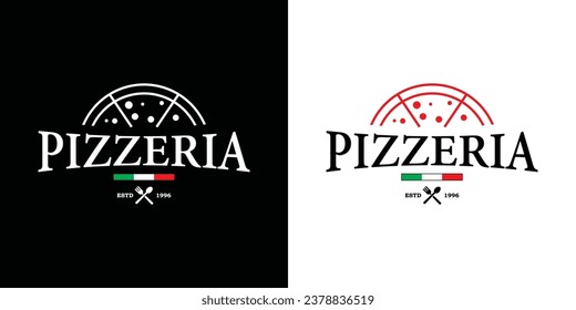 minimalist pizza logo vintage white background