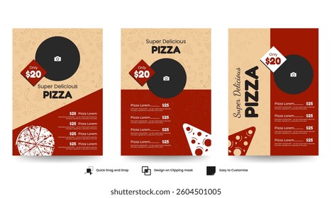 Minimalist Pizza menu restaurant design template business promotion