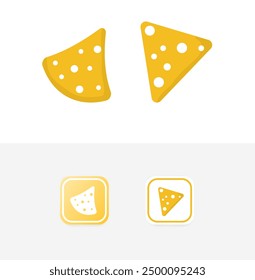 Minimalist Pizza Slice in Yellow Color with Application icons in gradient box, editable vector
