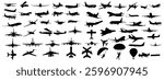 Minimalist Plane Silhouette Icon Set Airplane Symbols Collection