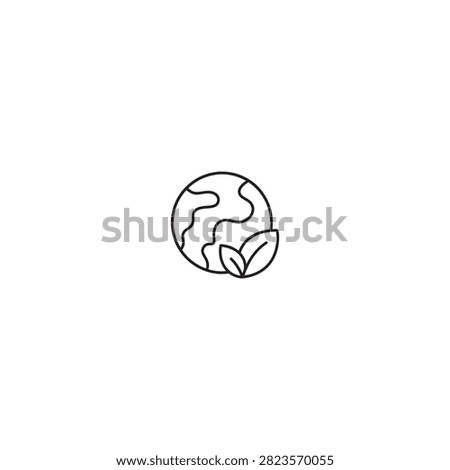 Minimalist planet earth with leaves icon environment sustainability conservation protection minimalist earthday friendly earthcare natureicon