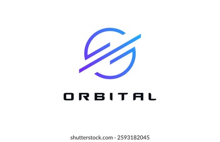Minimalist Planet Orbit Modern Letter O Orbital Space Logo Technology Concept