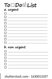 Minimalist planner  to do list page. Daily planner template. Blank for notebook . Business organizer. A4 Paper sheet. Printable vector. Check list with lines and tick marks. Urgent everyday routine.