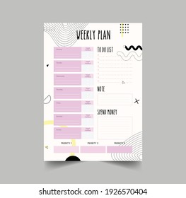 Minimalist planners. Daily, weekly, monthly planner template. Bullet Journal. Cute and simple printable to do list. Business organizer page. Paper sheet.