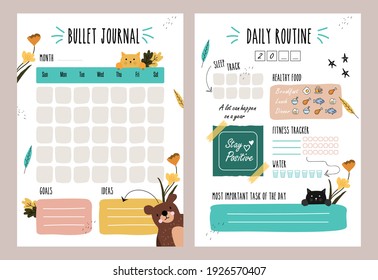 Minimalist Planners. Daily, Weekly, Monthly Planner Template. Bullet Journal. Cute And Simple Printable To Do List. Business Organizer Page. Paper Sheet.