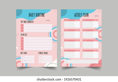 Minimalist planners. Daily, weekly, monthly planner template. Bullet Journal. Cute and simple printable to do list. Business organizer page. Paper sheet.