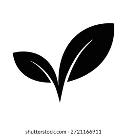 Minimalist Plant Icon – Two Leaf Silhouette