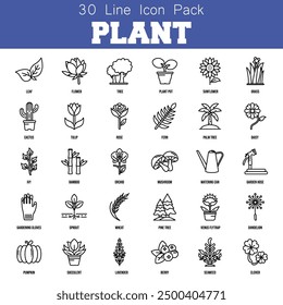 Minimalist plant icons with clean, precise outlines, perfect for modern, elegant, and nature-themed designs.