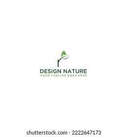 Minimalist plant logo design green leaf and branch icon