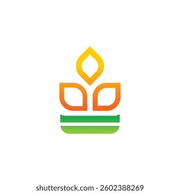 Minimalist plant logo with vibrant orange, yellow, and green gradient. Symbolizes growth, nature, and sustainability, ideal for eco-friendly brands.