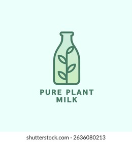 Minimalist plant milk logo design in line art style for branding