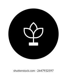 Minimalist plant symbol in black circle represents growth nature and environmental awareness, offering a clean aesthetic visual