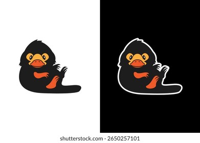 Ilustração minimalista de Ornitorrinco com Laranja Bill