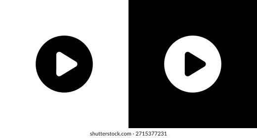 Icono de Botón de juego minimalista en forma de círculo blanco y negro
