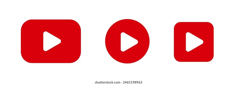 Icono de Botón de juego minimalista en rojo. Juega Botón logo simple.